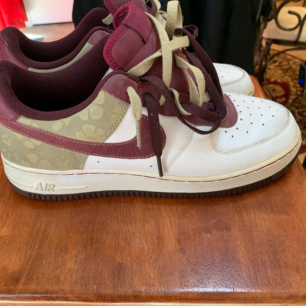 Burgundy Air Force ones